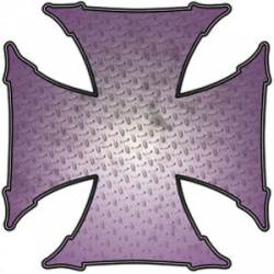 Purple Diamond Plate Iron Cross - Reflective Sticker