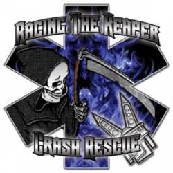 Racing The Reaper Crash Rescue Blue Fire Star Of Life - Reflective Sticker