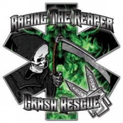 Racing The Reaper Crash Rescue Green Fire Star Of Life - Reflective Sticker