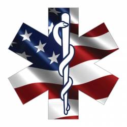 Wavy American Flag Star Of Life - Reflective Sticker