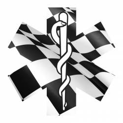 Checkered Flag Star Of Life - Reflective Sticker