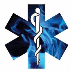 Blue Fire & Flames Star Of Life - Reflective Sticker