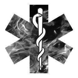 Grey Fire & Flames Star Of Life - Reflective Sticker