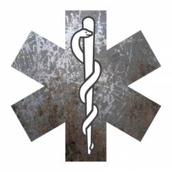 Distressed Metal Star Of Life - Reflective Sticker