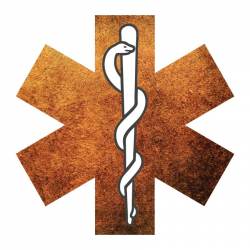 Rusted Metal Star Of Life - Reflective Sticker
