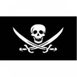 Skull Crossed Swords Flag - Reflective Sticker