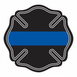 Thin Blue Line Firefighter Maltese Cross - Reflective Sticker