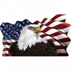 Wavy USA Flag With Eagle - Reflective Patriotic Decal