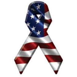 Wavy USA Flag Ribbon - Reflective Patriotic Decal