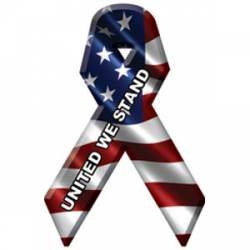 Wavy USA Flag Ribbon United We Stand - Reflective Patriotic Decal