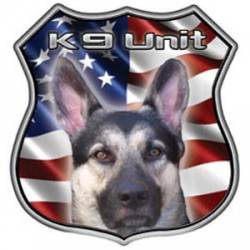 K9 Unit Wavy USA Flag Shield - Reflective Sticker
