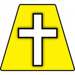 Reflective White Cross Yellow Background - Helmet Tetrahedron Sticker