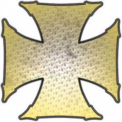 Yellow Diamond Plate Iron Cross - Reflective Sticker
