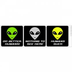 Set of 3 Alien Head - Stickers