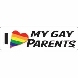 I Love My Gay Parents LGBTQ Rainbow Heart - Bumper Magnet