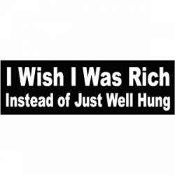 I Wish I Was Rich Instead Of Just Well Hung - Bumper Sticker