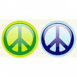 Green & Blue Round Peace Signs - Stickers