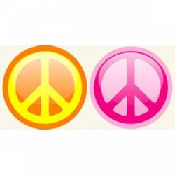 Orange & Pink Round Peace Signs - Stickers