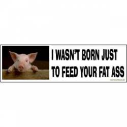 Pig - I Wasn't Born Just To Feed Your Fat Ass - Bumper Sticker