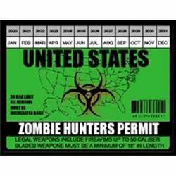 2020-2031 Zombies Hunter Permit - Vinyl Sticker