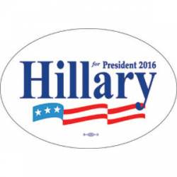 Hillary Clinton For President 2016 - White Oval Sticker