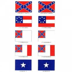 Assorted Confederate Flags - Sheet Of 10 Mini Stickers