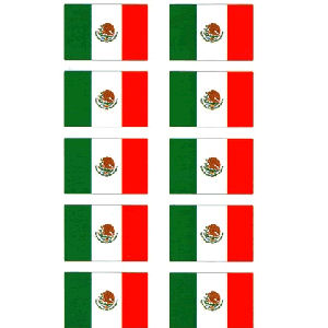 Mexico 10 Mini Flag Stickers