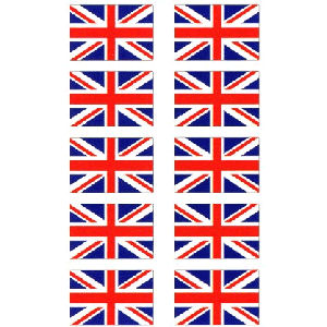 United Kingdom 10 Mini Flag Stickers