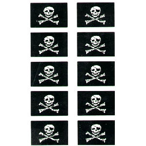 Jolly Roger 10 Mini Flag Stickers