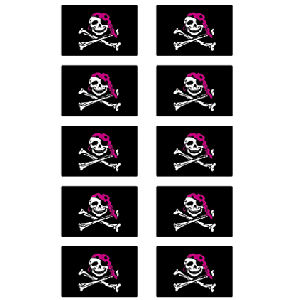 Pirate Girl 10 Mini Flag Stickers