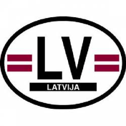LV Latvia Latvija - Reflective Oval Sticker