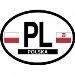 PL Poland Polska - Reflective Oval Sticker