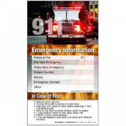 Emergency Information 911 Memo Board - Indoor Refrigerator Magnet