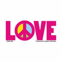 Love Pink Peace Sign - Mini Sticker