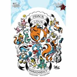 Peace Love Harmony Singing Animals - Vinyl Sticker
