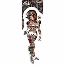 Tattoo Pin Up Girl Cartoon - Vinyl Sticker