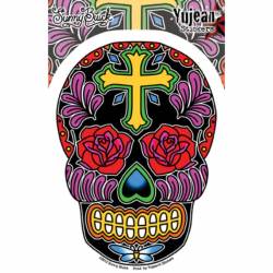 Sunny Buick Rose Cross Sugar Skull - Vinyl Sticker
