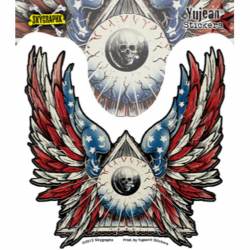 Patriotic One Skull Eye American Flag - Vinyl Sticker