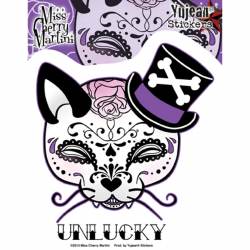 Unlucky Top Hatty Kitty Cat Sugar Skull  - Vinyl Sticker