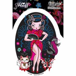 Fluff Geisha Cat & Butterfly - Vinyl Sticker