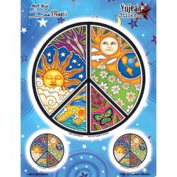 Dan Morris Peace Sign Moon & Sun - Set Of 3 Vinyl Sticker Sheet