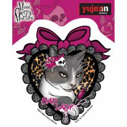 Miss Cherry Martini Bad Lady Cat Skull - Vinyl Sticker