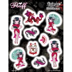 Fluff Geisha Japanese Performing Artist - Set of 10 Sticker Sheet