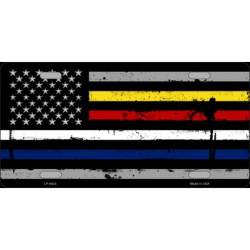 Thin Yellow Red White Blue American Flag - License Plate