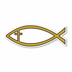 Gold Cross Fish - Magnet