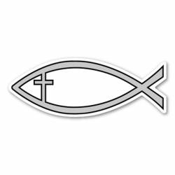 Silver Cross Fish - Magnet