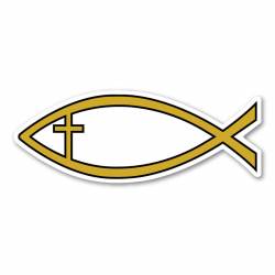 Gold Cross Fish - Mini Magnet