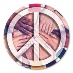 Peace On Hands - Circle Magnet