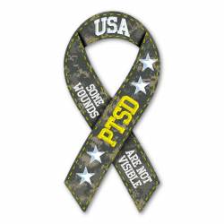 PTSD Awareness Some Wounds Are Not Visible Camo - Ribbon Magnet