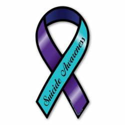 Suicide Awareness Teal & Purple - Ribbon Magnet